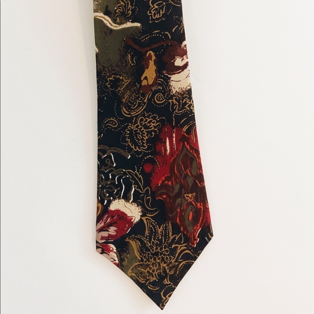 PeaChick Handmade Floral Tie Abstract Colorful Print, 3.5” Width Made in Korea